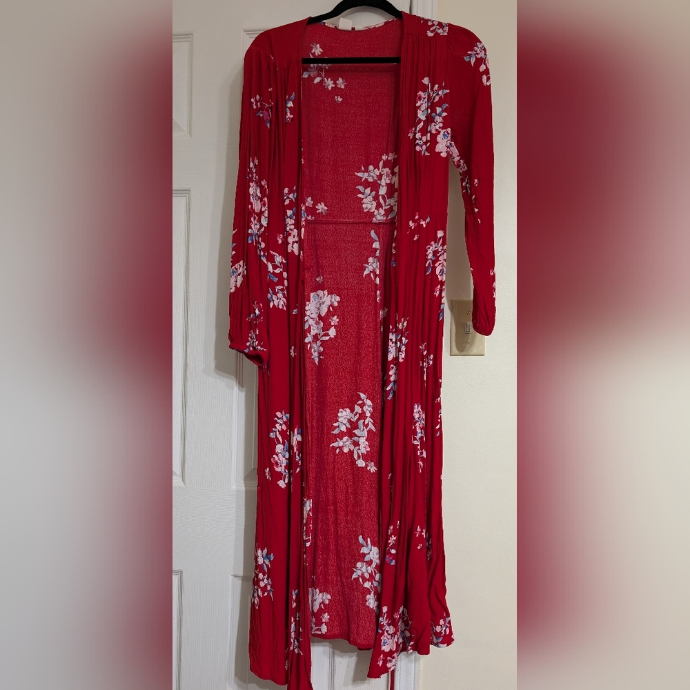 GAP Red Floral Long Sleeve Dress